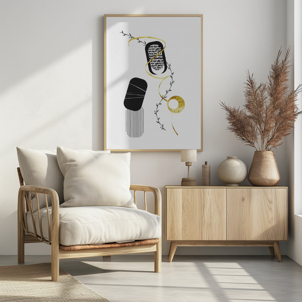 Black & White Abstract No. 1 | gold Poster